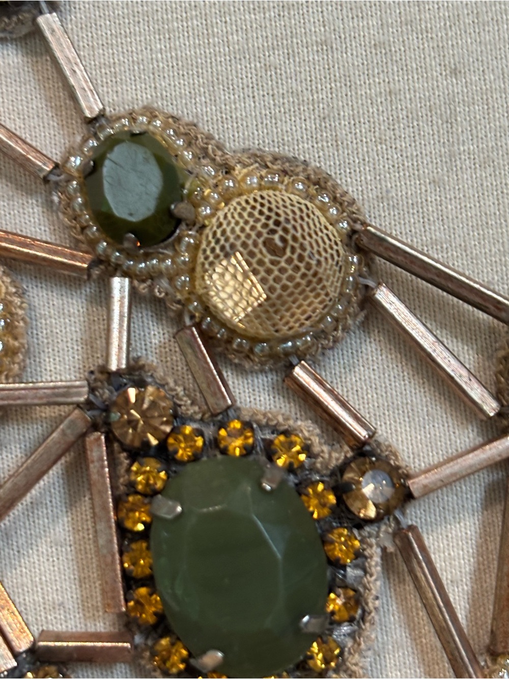 DEEPA GURNANI gold and green Crystal and beaded statement bib necklace $550 - Picture 6 of 8